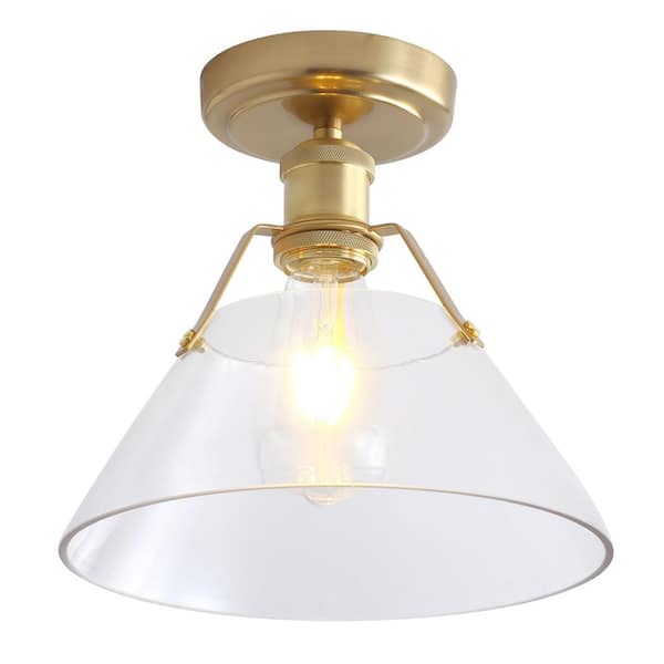 aiwen 9 in. 1-Light Gold Farmhouse Semi-Flush Mount Light Industrial Close to Ceiling Lighting