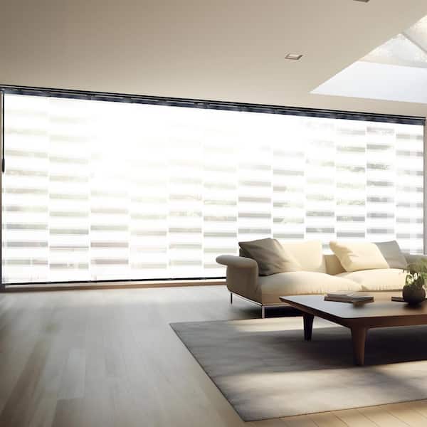 EMOH Spotlight 140 in. x 260 in. W x 94 in. L Adjustable 12-Panel Black Double Rail Panel Track with 23.5 in. Slates