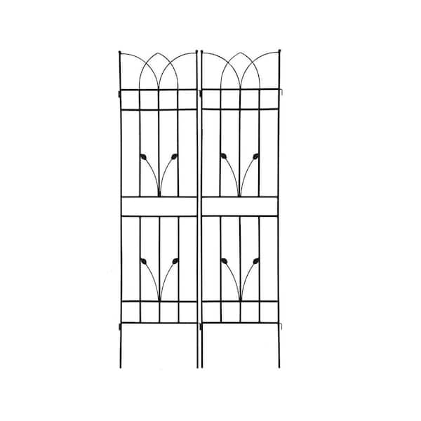 Metal Garden Rustproof Trellis 71 in. Height for Climbing Plants Outdoor Flower Support in Black (2 Pack)