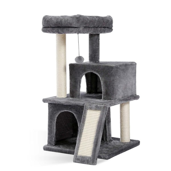 Foobrues Cat Tree Luxury 34 in. Cat Tower with Double Condos, Spacious Perch