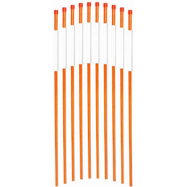 FiberMarker 48 in. Hollow Reflective Driveway Markers Driveway Poles for Easy Visibility at Night,1/4 in. Dia Orange,  (100-Pack)