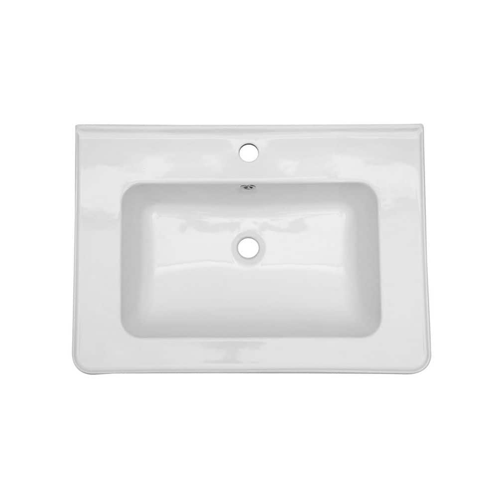 28 in. x 19 in. White Rectangular Single Vanity Top with 1 Faucet Hole and Overflow (Sink Only) price history on PriceWatchPro