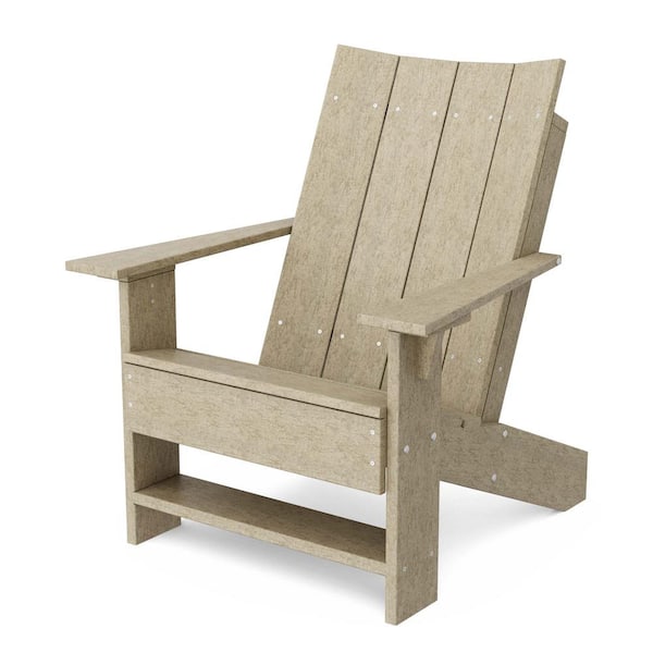 Contemporary Weathered Wood Plastic Outdoor Adirondack Chair