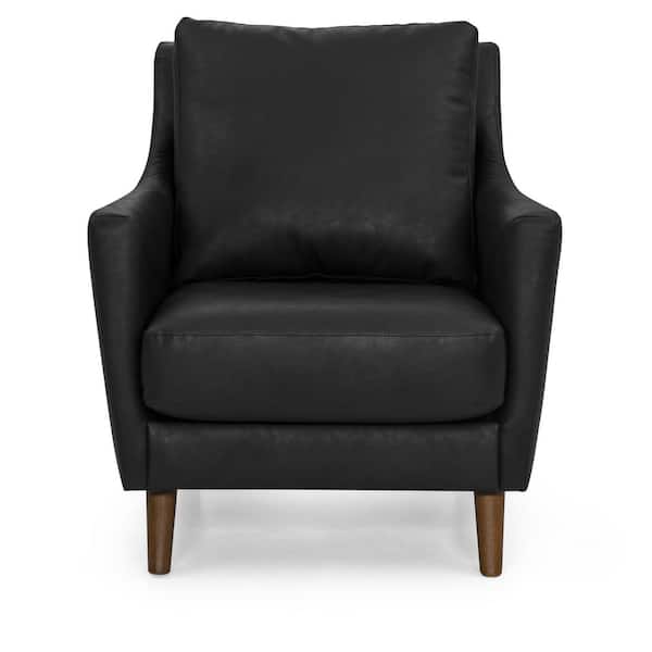 Herval Oak/Black Upholstered Arm Chair with Solid Wood Feet