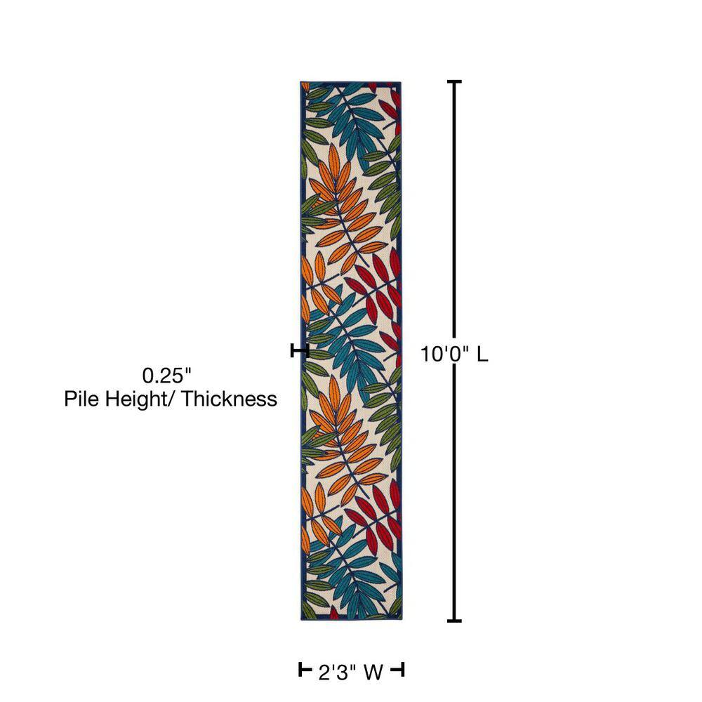 Aloha Multicolor Floral Leaf 2'3" x 10' Synthetic Outdoor Runner