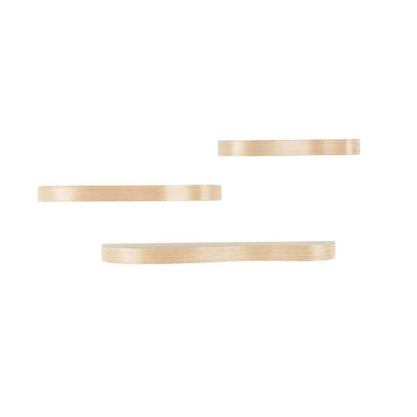 30 in. W x 7 in. D Light Brown Handmade Wood Decorative Wall Shelf with Various Sizes (Set of 3)