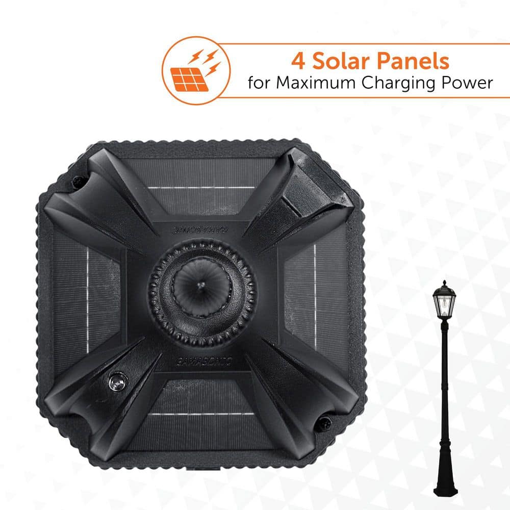 87-Inch Black Cast Aluminum LED Solar Lamp Post