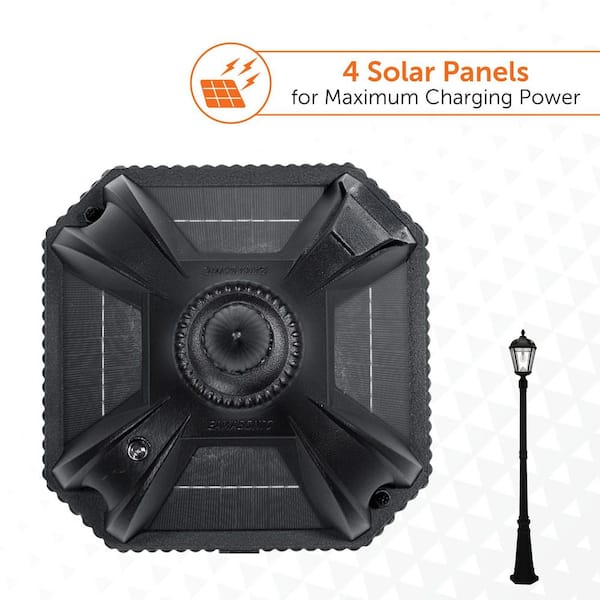GAMA SONIC Royal Bulb 1-Light Black Outdoor Solar Lamp Post Light