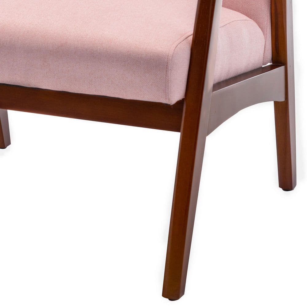 Pearl Pink Fabric Espresso Wood Accent Chair 28x32x29 in