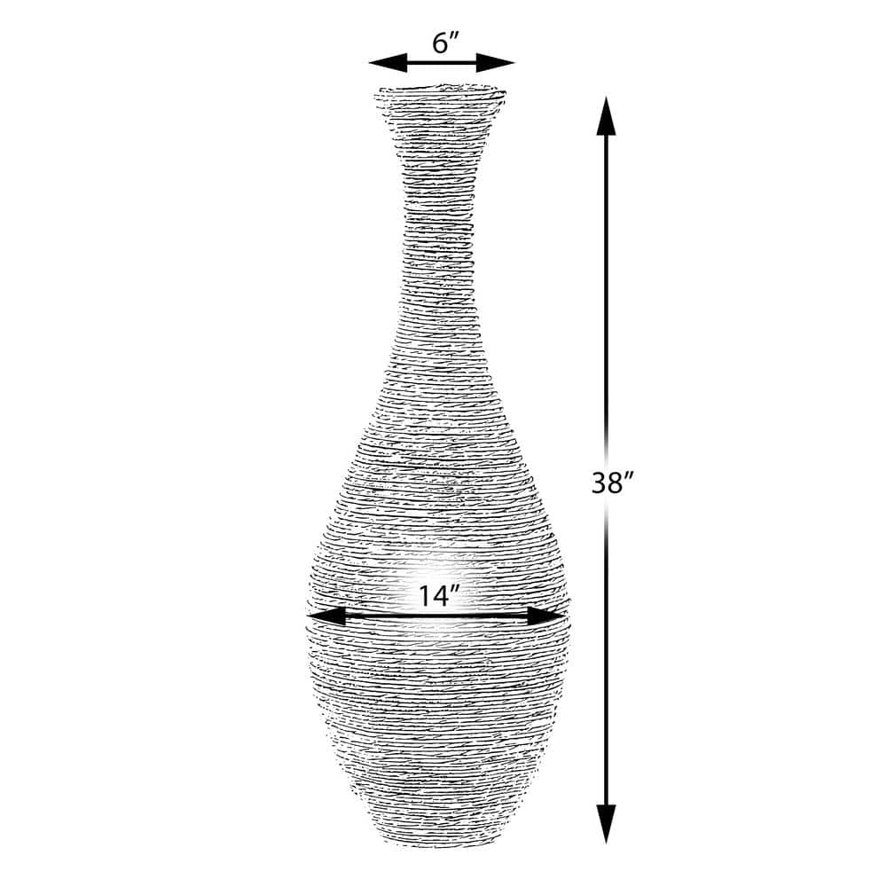 Beige Tall Artificial Rattan Floor Vase, 38 Inches