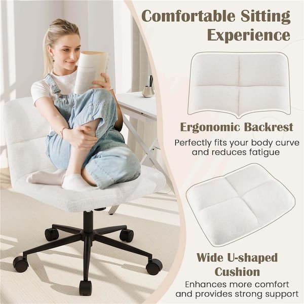 Costway Polyster Adjustable Height Ergonomic Armless Office