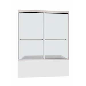 60 in. W x 58 in. H Double Sliding Framed Shower Door in Polished Chrome with Smooth Sliding and 1/4 in. 6 mm Glass
