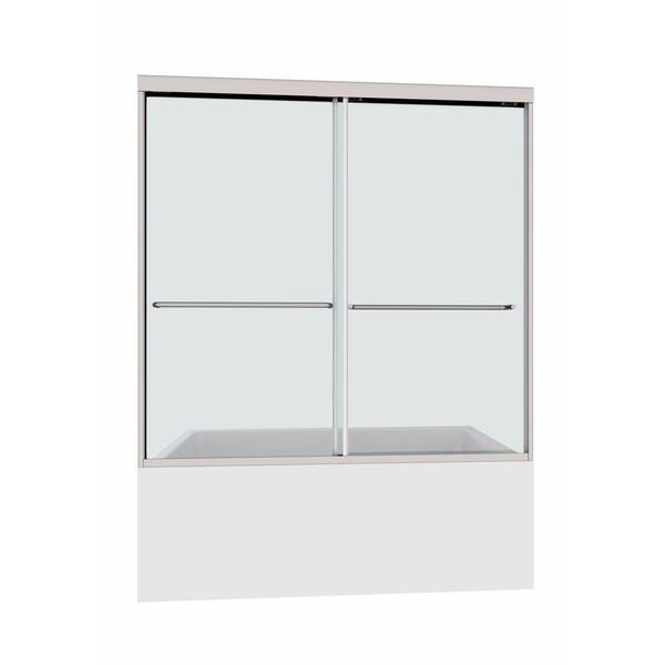 VANITYFUS 60 in. W x 58 in. H Double Sliding Framed Shower Door in Polished Chrome with Smooth Sliding and 1/4 in. 6 mm Glass