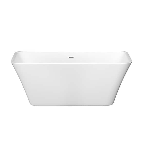 67 in. Acrylic Flatbottom Non-Whirlpool Bathtub in White
