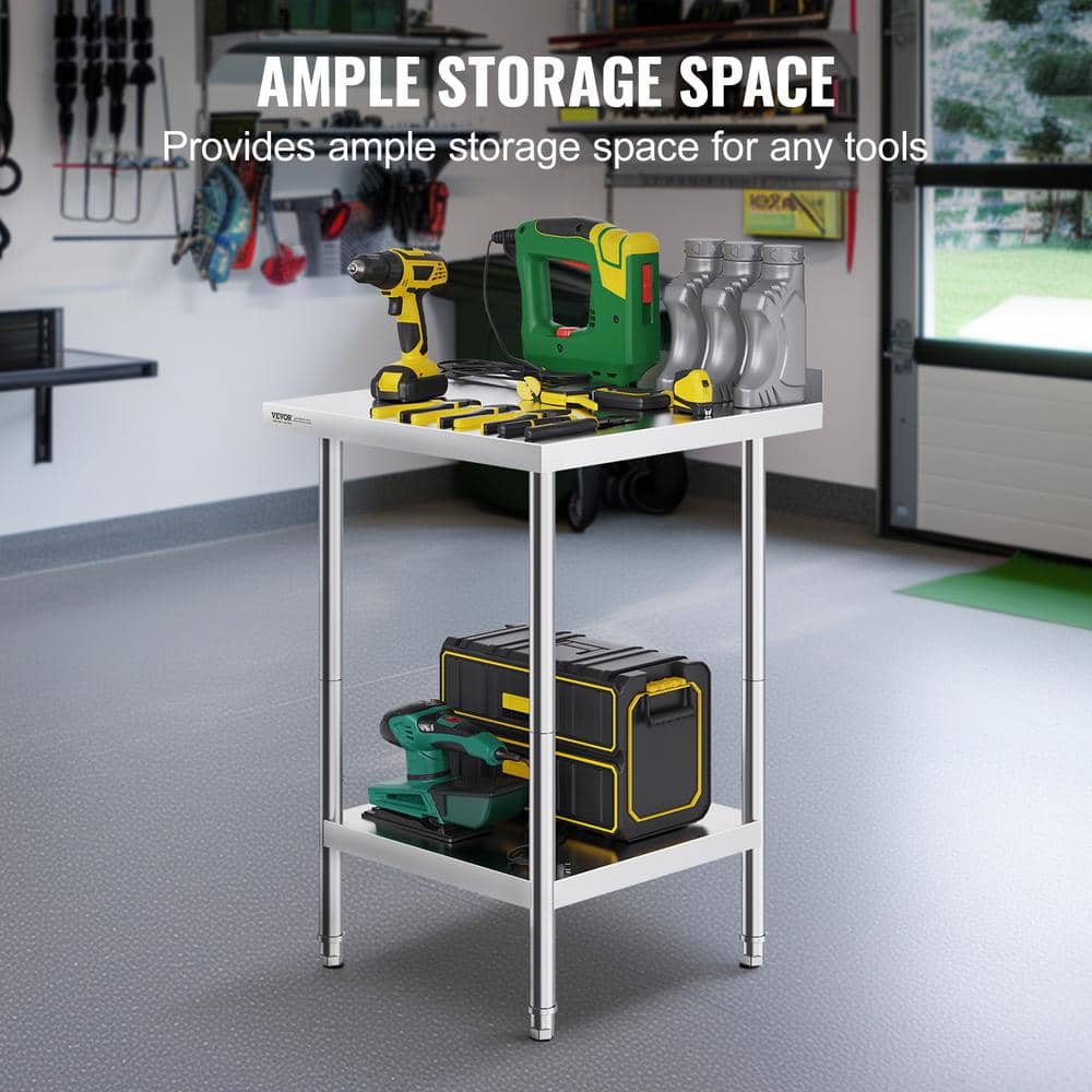 Adjustable Height Stainless Steel 24'' x 24'' Work Table