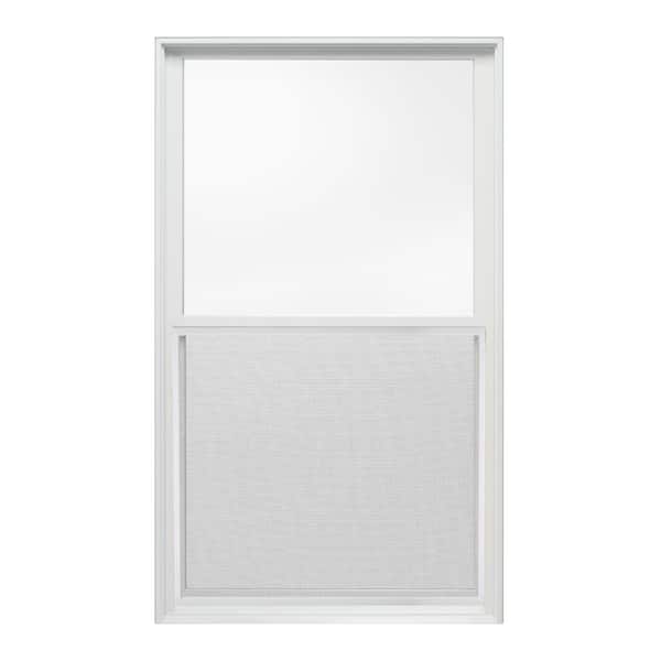 JELD-WEN 33.375 in. x 56 in. W-2500 Series White Painted Clad Wood Double Hung Window w/ Natural Interior and Screen