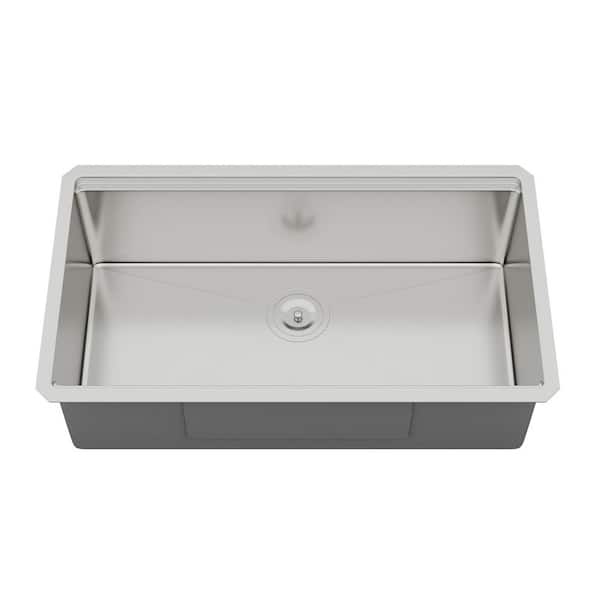30 in. Drop-in Single Bowl 16 Gauge Brushed Nickel Stainless Steel Kitchen Sink and Drain