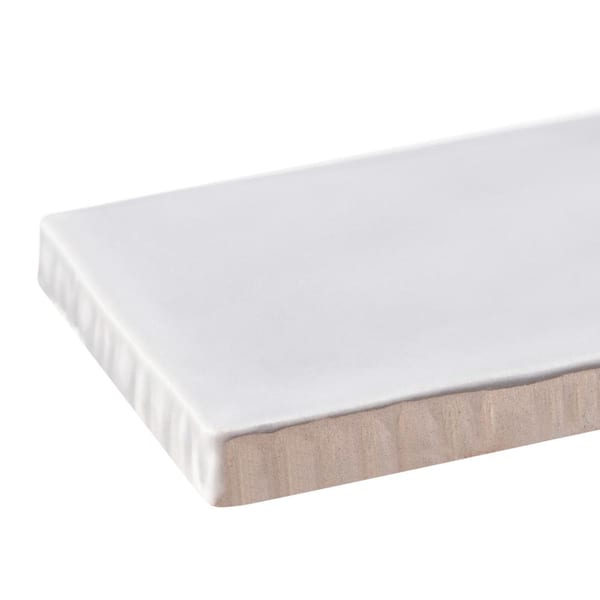 Compass Westward Gray 2 in. x 10 in. Smooth Glossy Subway Ceramic Wall Tile Sample