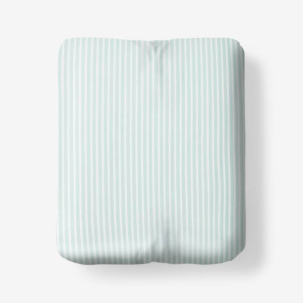The Company Store Company Cotton Mariel Stripes Sea Blue Cotton Percale Full Fitted Sheet
