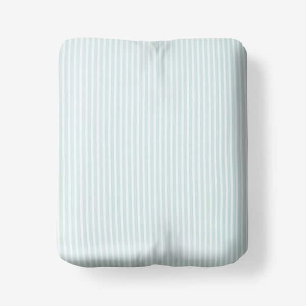 The Company Store Company Cotton Mariel Stripes Sea Blue Cotton Percale Twin Fitted Sheet
