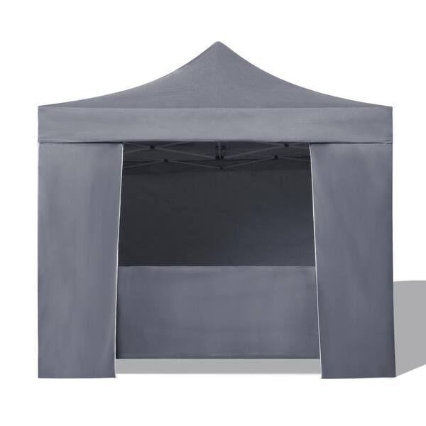 Unbranded 10 ft. x 10 ft. Gray Steel Outdoor Pop Up Canopy Tent