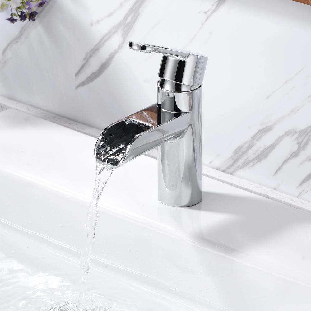 Polished Chrome Single Handle Waterfall Bathroom Faucet