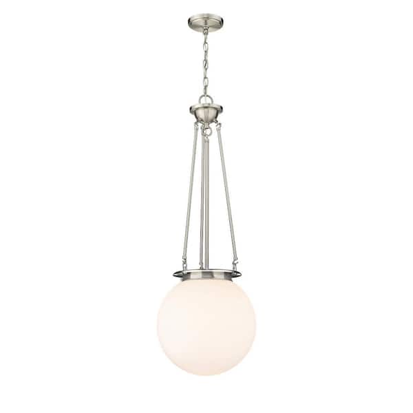 Beacon 100-Watt 1-Light Satin Nickel Shaded Mini Pendant Light with Painted Glass Shade