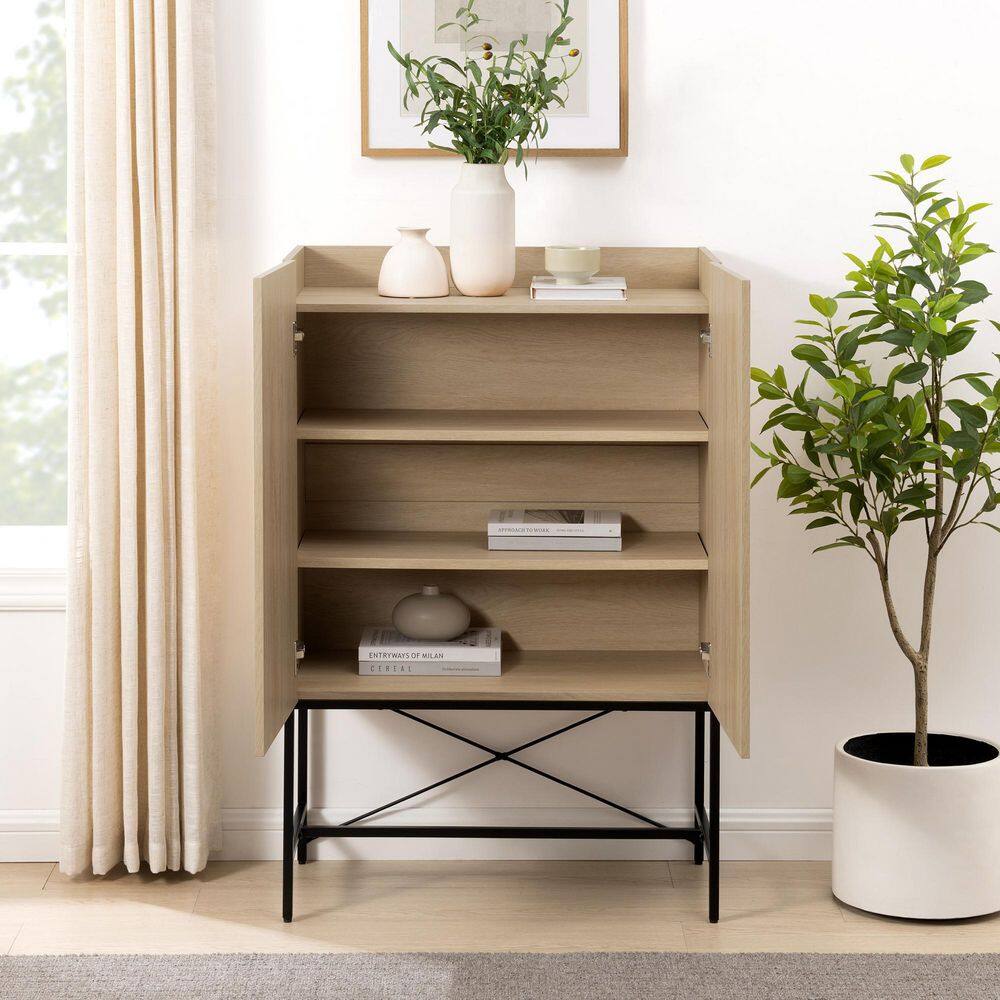 Coastal Oak Tall 2-Door Accent Cabinet with Adjustable Shelves