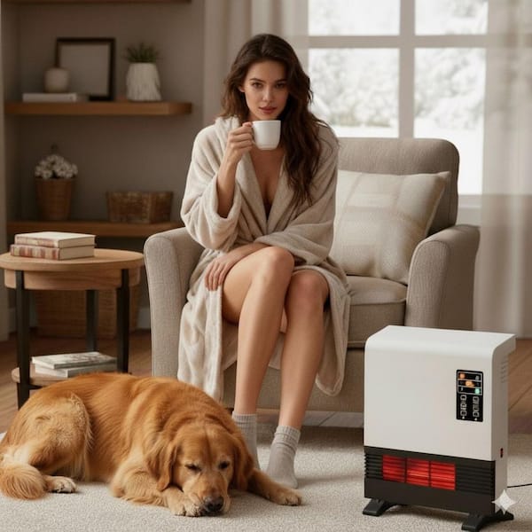 1500W Electric Radiant Infrared Space Heater Wall-Mounted or Standing Room Panel Heater,Thermostat,Remote, ETL certified