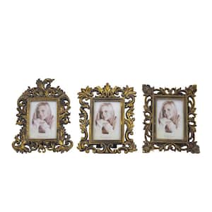 Rustic 1-Opening Polystone Scrollwork Photo Frames (Set of 3)