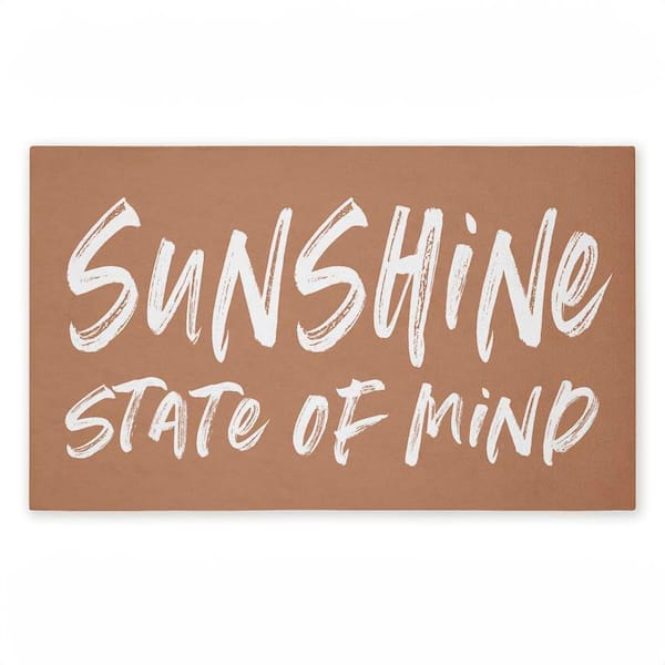 Sunshine Summer Sentiment Brown 18 in. x 30 in. Polyester Non-Slip Outdoor Door Mat