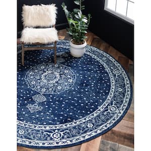 Navy Blue 5 ft. Round Bromley Area Rug
