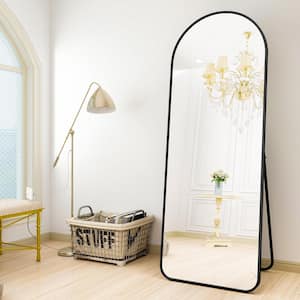 21 in. W x 63 in. H Arched Black Aluminum Alloy Framed Rounded Full Length Mirror Standing Floor Mirror