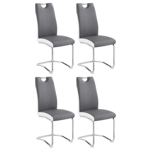Coaster Brooklyn Grey and White Faux Leather Upholstered Side Chairs with S-frame (Set of 4)