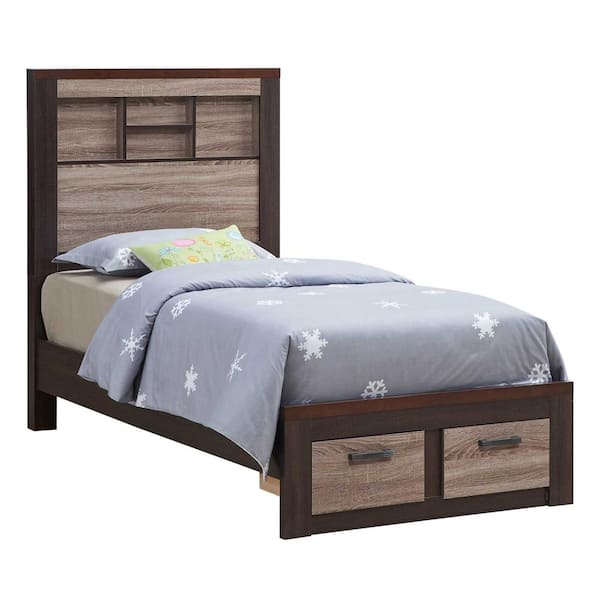 AndMakers Magnolia Gray and Brown Twin Panel Bed