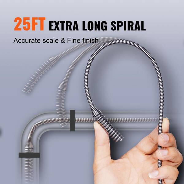 VEVOR Drain Auger 25Ft, Plumbing Snake with Drill Attachment, Plumbers Snake  Drain Clog Remover for Kitchen Bathroom Shower Sink with Protective Hose  and Gloves…