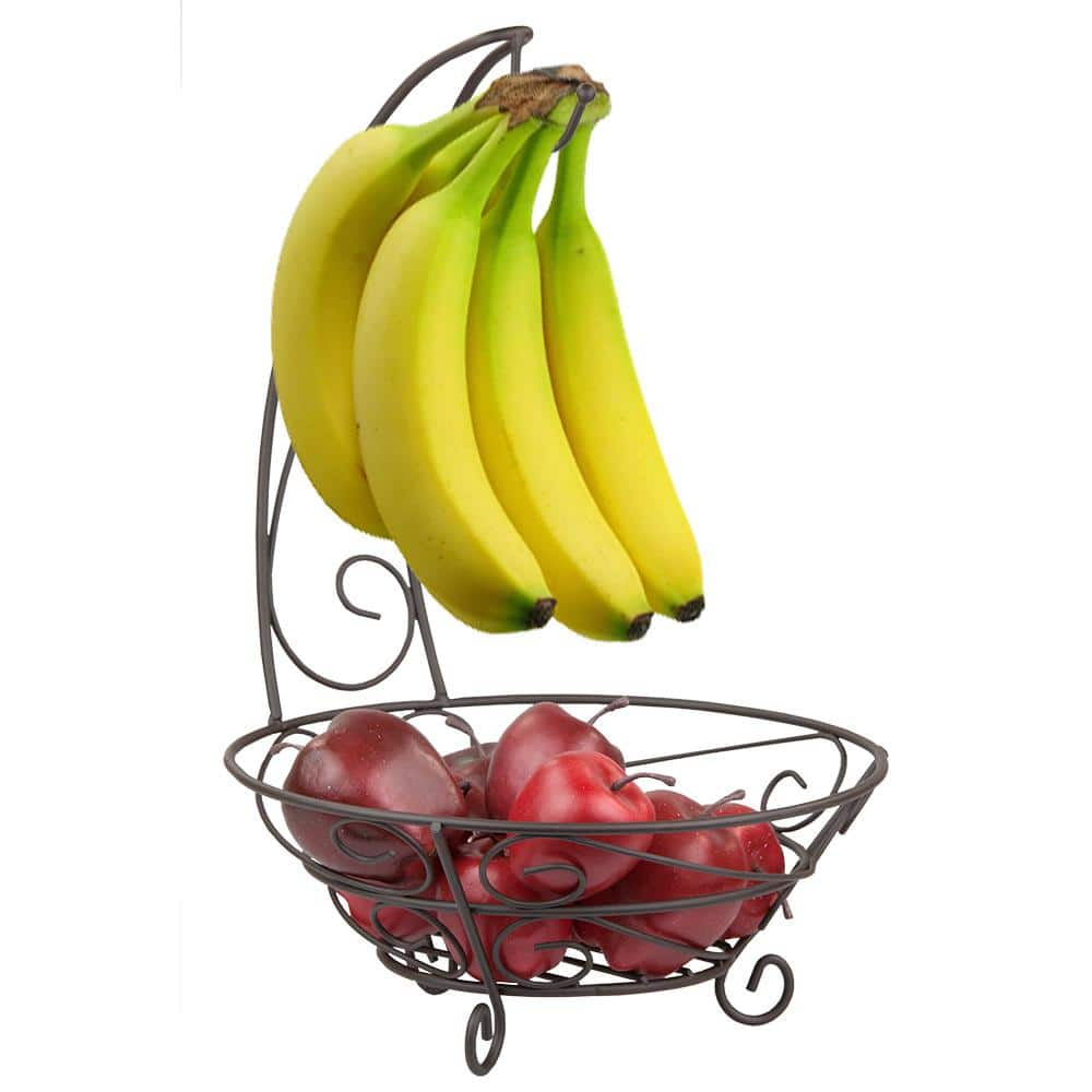 dubbin Brozne 1-Piece 2-Tier Fruit Basket with Banana Hook and 2