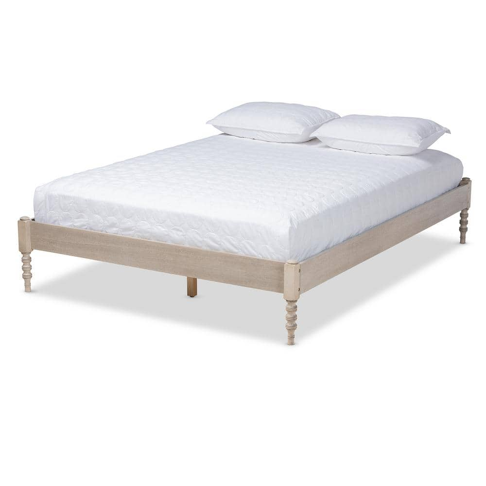 Baxton Studio Cielle Antique White Full Platform Bed 161 10193 HD