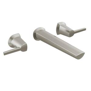 Galeon 2-Handle Wall Mount Bathroom Faucet Trim Kit in Lumicoat Stainless (Valve Not Included)