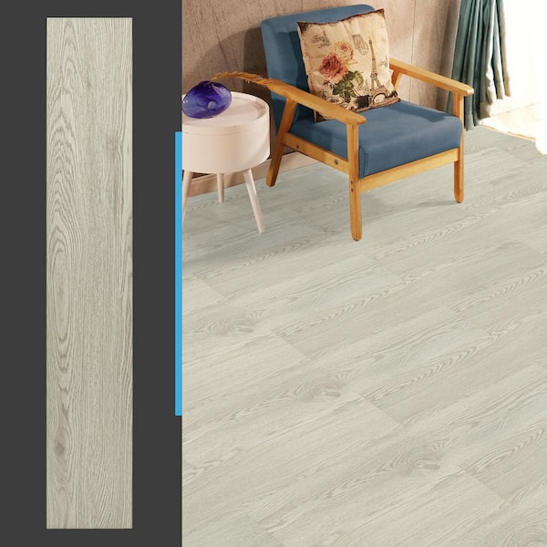 6 in. White-Washed Peel and Stick Luxury Vinyl Plank Flooring,Self-Adhesive Floor Tile Vinyl Wood Plank (54 sq. ft./box)