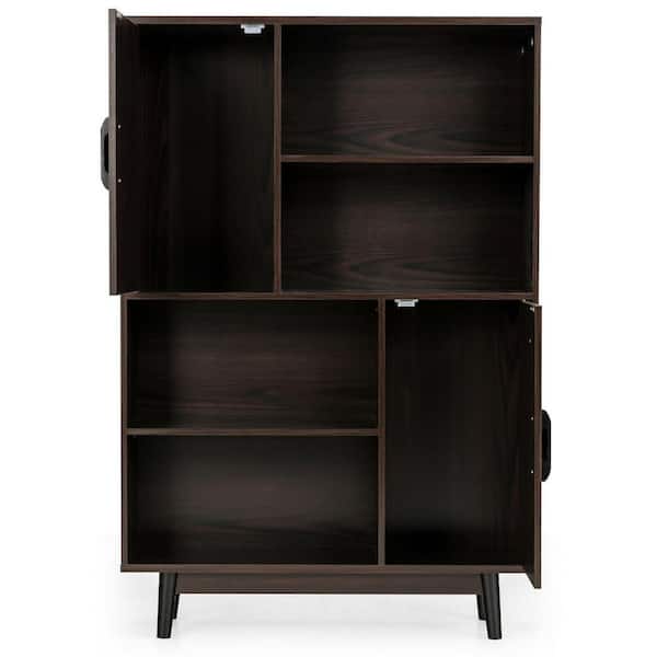Gymax Sideboard Storage Cabinet Bookshelf Cupboard w/Door Shelf Espresso