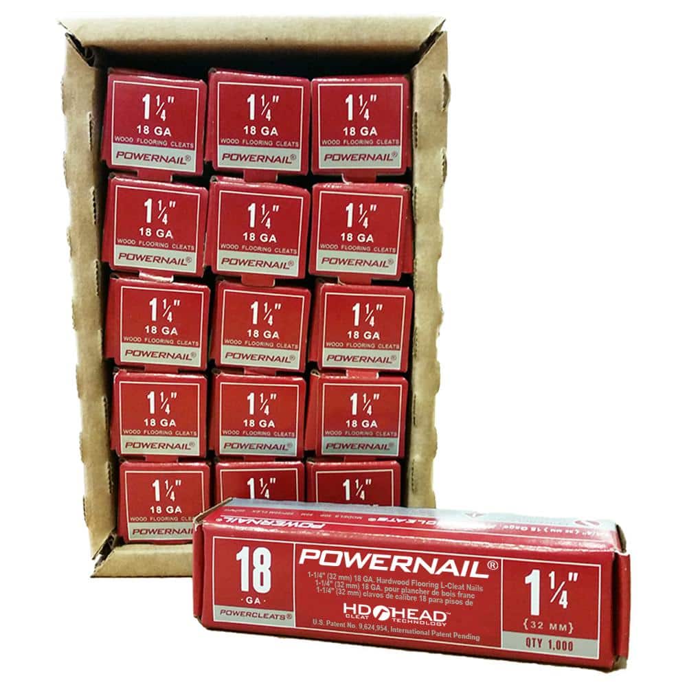 Powernail Powercleats 1 1 4 In 18 Gauge Hardwood Flooring Nails 15 Boxes Of 1 000 15000 Pack L 125 18 The Home Depot