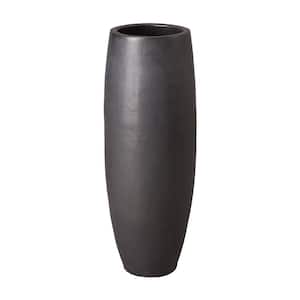 13 in, Dia Matte Black Glazed Ceramic Round Tall Jar