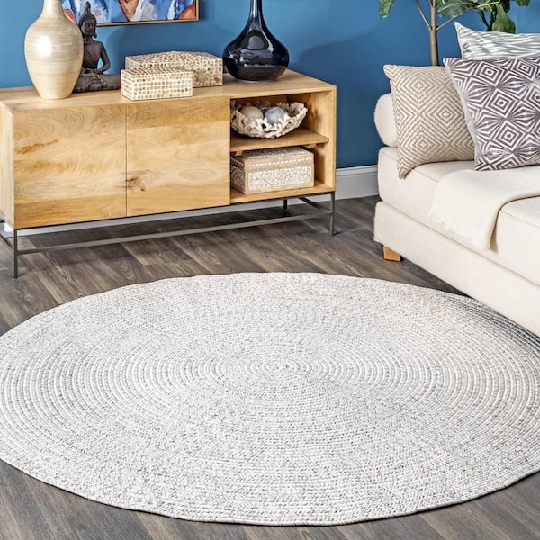 Lefebvre Casual Braided Ivory Doormat 3 ft. x 5 ft. Indoor/Outdoor Oval Patio Rug