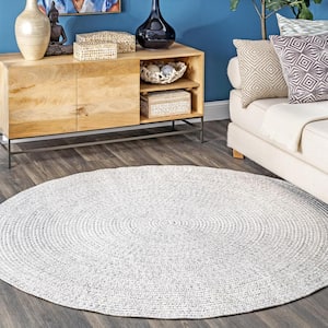 Lefebvre Casual Braided Ivory 9 ft. x 12 ft. Oval Indoor/Outdoor Patio Area Rug
