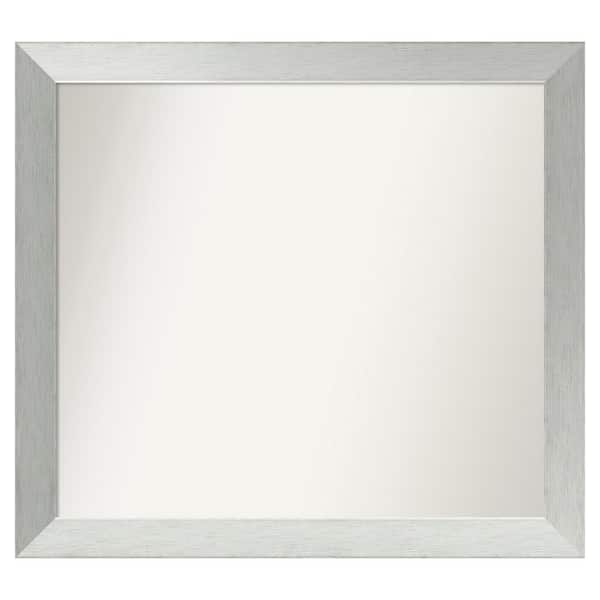 Amanti Art Brushed Sterling Silver 32 in. x 29 in. Custom Non-Beveled Wood Framed Bathroom Vanity Wall Mirror