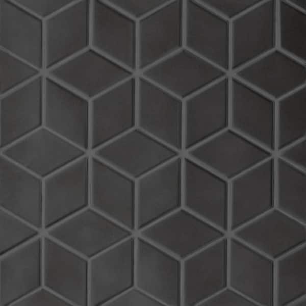 Le Cafe Black 2 in. x 3 in. Diamond Matte Porcelain Mosaic Tile (8.89 sq. ft./case)