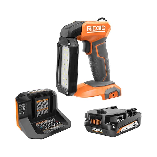 RIDGID 18V Cordless LED Stick Light Kit with 2.0 Ah Battery and Charger