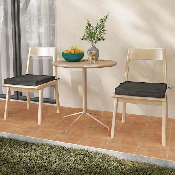 Gray Square Outdoor Chair Seat Cushion Waterproof Fade-Resistant Olefin Seat Cushions (2-Pack)