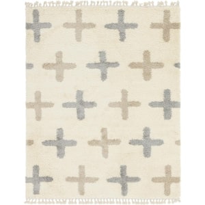 Hygge Shag Positive Ivory 8 ft. x 10 ft. Area Rug